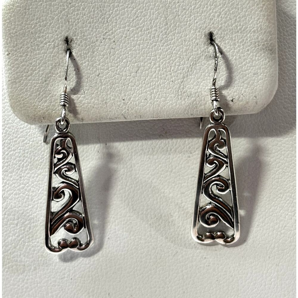 PRIMROSE Sterling Silver Filigree Rectangle Drop Earrings